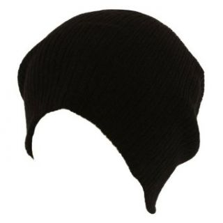 Gossip Girl Soft Ribbed Beanie Slouch Slouchy Knit Hat Black: Clothing