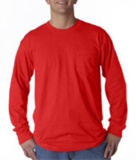 Bayside Adult Union Made Long Sleeve Cotton Pocket Tee Red 3Xl : Everything Else