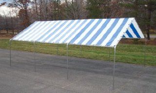 18 Ft. x 30 Ft. Canopy   Heavy 17 Gauge Frame   Blue/White Stripe Top  Outdoor Canopies  Patio, Lawn & Garden