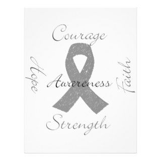 Grey ribbon brain cancer awareness letterhead template