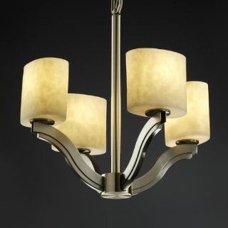 Justice Design CLD 8970 30 DBRZ Bend Four Light Chandelier, Choose Finish: Dark Bronze Finish, Choose Lamping Option: Standard Lamping    