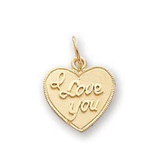 14k Gold Heart With I Love You Charm Pendant: Jewelry