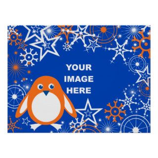 Template, Penguin Snowflake Border Poster