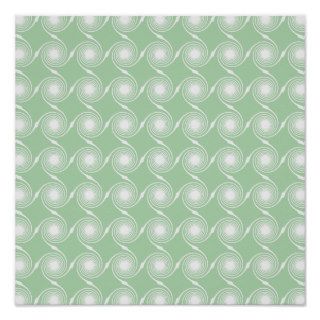 Light green and white swirl pattern. poster