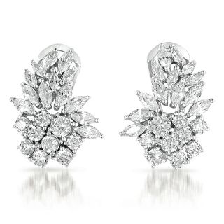 Collette Z Sterling Silver Marquise cut Cubic Zirconia Cluster Earrings Collette Z Cubic Zirconia Earrings