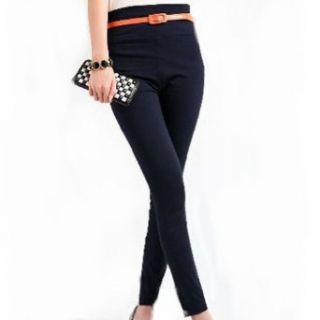 Casual Candy Pencil Tights Women High Waist Skinny Stretch Leg Leggings Pants, Navy Blue Color at  Womens Clothing store