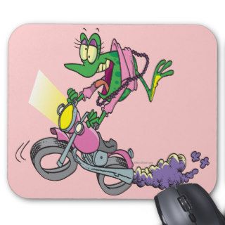biker chick froggy frog animal cartoon mousepads