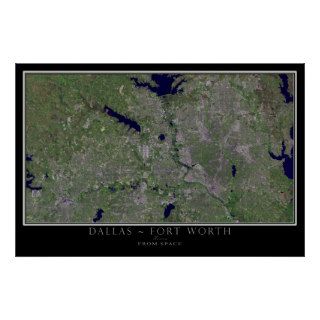 Dallas   Fort Worth Texas Satellite Poster Map