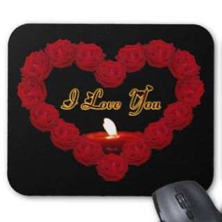 I Love You Red Rose Heart Mousepad
