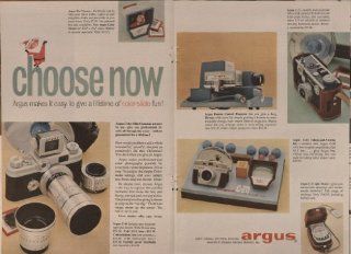 1957 Ad Argus Color Slide Camera & Projector 2 pg Original Vintage Print Ad  