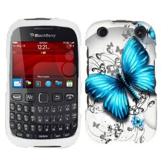 BlackBerry Curve 9310 Blue Butterfly Hard Case Phone Cover Cell Phones & Accessories