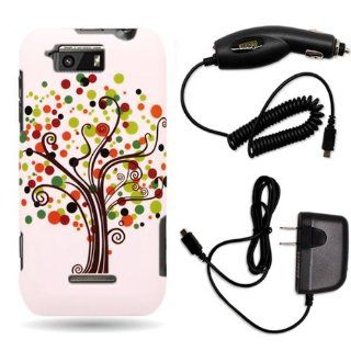CoverON Motorola Photon Q 4G LTE Hard Plastic Slim Case Bundle with Black Micro USB Home Charger & Car Charger   Contempo Tree: Cell Phones & Accessories