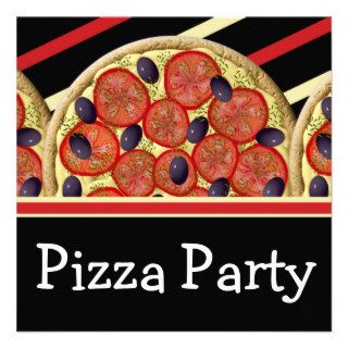 Pizza birthday party boys girls personalized invite