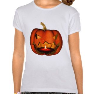 3D SCARY LIT PUMPKIN JACK O LANTERN ORANGE TEES