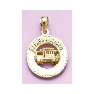 Gold Travel Charm Pendant 3 D San Francisco Disc W Cable Car: Million Charms: Jewelry