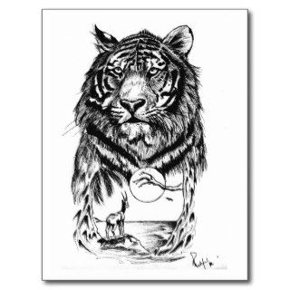 Tattoo Tiger Art Postcard