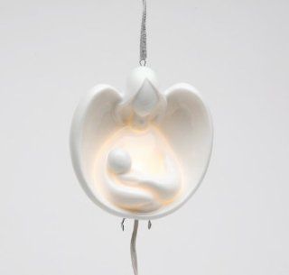 Fine Porcelain Christmas Figurine Collectible   Angel w/ Baby Light Cover Ornament   Decorative Hanging Ornaments