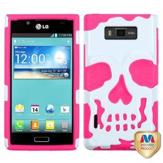 MYBAT Ivory White/Electric Pink Skullcap Hybrid Protector Cover for LG US730/Splendor /Venice /L86c/Optimus Snowtime Cell Phones & Accessories
