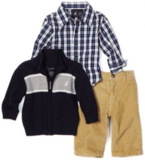 Nautica Sportswear Kids Baby boys Infant 3 Piece Full Zip Sweater Set, Sport Navy, 6/12 Months Clothing