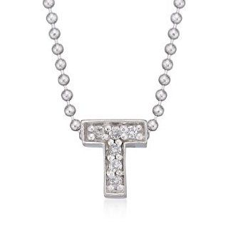 Diamond Accent Initial "T" Pendant Necklace. 16": Jewelry
