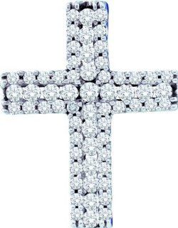 0.50 Carat (ctw) Diamond Cross Pendant set in 14k White Gold PR01 2656: Jewelry