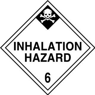 Accuform Signs MPL603VS25 Adhesive Vinyl Hazard Class 6 DOT Placard, Legend "INHALATION HAZARD 6" with Graphic, 10 3/4" Width x 10 3/4" Length, Black on White (Pack of 25): Industrial Warning Signs: Industrial & Scientific