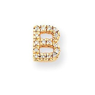 14k Yellow Gold Diamond Initial B Charm Pendant. Carat Wt  0.15ct: Bead Charms: Jewelry