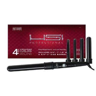 HSI PROFESSIONAL CURLING IRON SET. 4 BARREL SIZES 3/4",1",1.5" AND 3/4 1" DUAL VOLTAGE 110 220V PROFESSIONAL SALON MODEL. FREE GLOVE INCLUDED WITH CURLING WAND.: Health & Personal Care