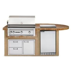 Sedona by Lynx Deluxe Outdoor Kitchen Island Package in Sandalwood with 3 Burner Built In Stainless Steel Propane Gas Grill L2600S