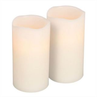 3 in. x 6 in. LED Bisque Wavy Edge Wax Candle with Timer (2 Set) 33076