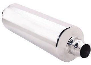 Pilot Motorsports PM 504 Stainless Steel Round Muffler 2 1/4"   2 1/2" Step Cone Center In/Center Out: Automotive