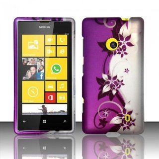 PURPLE VINES HARD MATTE PHONE COVER CASE FOR NOKIA LUMIA 521 + SCREEN PROTECTOR [In Casesity Retail Packaging] 