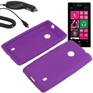 Aimo Silicone Sleeve Gel Cover Skin Case for T Mobile Nokia Lumia 521 + Car Charger Purple: Cell Phones & Accessories
