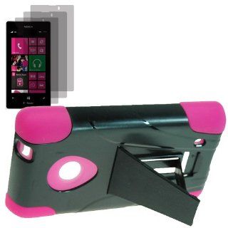 EagleCell Armor Video Stand Protector Hard Shield Snap On Case for T Mobile Nokia Lumia 521 Lumia 520 x3 Fitted Screen Protector  Magenta Pink: Cell Phones & Accessories