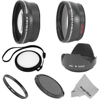 Essential Kit for NIKON DSLR Cameras (D5200 D5100 D5000 D3200 D3100 D3000 D80 D60 D40)   Includes: 52MM 0.43X Wide Angle (w/ Macro Portion) and 2.2X Telephoto High Definition Lenses + Ultra Violet (UV) Lens Filter + White Balance Lens Cap + Tulip Flower Le