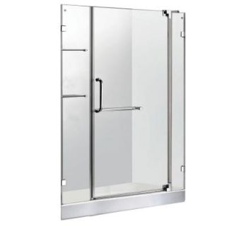 Vigo 48 in. x 78 in. Frameless Pivot Shower Door in Chrome with Clear Glass and with White Base VG6042CHCL48WM