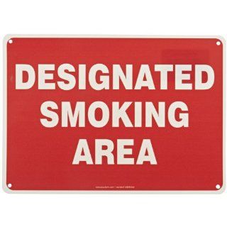 Accuform Signs MSMK403VP Plastic Safety Sign, Legend "DESIGNATED SMOKING AREA", 10" Length x 14" Width x 0.055" Thickness, White on Red: Industrial Warning Signs: Industrial & Scientific