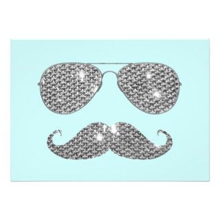 Funny Diamond Mustache With Glasses Invitations