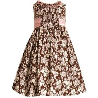 Size 6X BNJ 1344B BROWN IVORY PINK SMOCKED FRONT FLORAL PRINT Special Occasion Wedding Flower Girl Party Dress, B31344 Bonnie Jean LITTLE GIRLS: Clothing