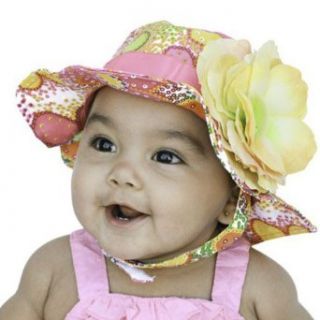 Melondipity Girls Pretty Pink Baby Sun Hat   Beautiful & Big Yellow Flower Cap: Clothing