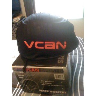 VCAN V531 Cruiser Half Helmet (Solid Gloss Black, Small): Automotive