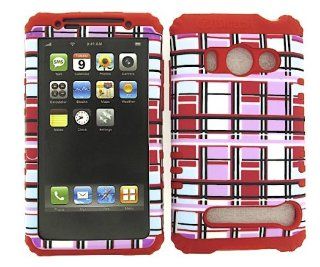 3 IN 1 HYBRID SILICONE COVER FOR HTC EVO 4G HARD CASE SOFT RED RUBBER SKIN BLOCKS RD TE417 A9292 KOOL KASE ROCKER CELL PHONE ACCESSORY EXCLUSIVE BY MANDMWIRELESS: Cell Phones & Accessories