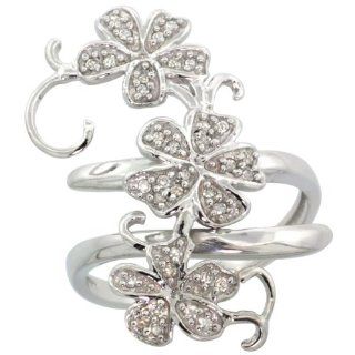 14k White Gold Floral Vine Diamond Ring w/ 0.18 Carat Brilliant Cut ( H I Color; SI1 Clarity ) Diamonds, 1 1/8 in. (28mm) wide, size 6 Jewelry