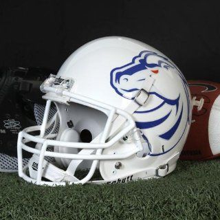 NCAA Schutt Boise State Broncos Full Size Replica Football Helmet   White/Royal Blue : Business Card Holders : Office Products