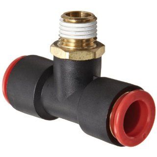 SMC KQ Series Brass Push to Connect Tube Fitting, Branch Tee with Sealant, 3/8" Tube OD x 3/8" NPT Male, Black