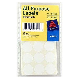Avery Removable All Purpose Labels, 0.75 Inches, Round, Pack of 522, White (6103) : General Purpose Glues : Office Products