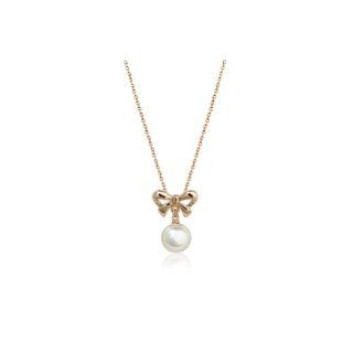 Gorgeous Bow Faux Pearl Pendant Necklace, 18K Gold Plated Jewelry Necklace  Perfect for Every Occasion; Wedding, Anniversary, Prom, Graduation, Birthday, Gift  Arrives in Gift Box,: Jewelry