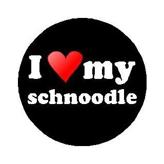 I Love my schnoodle 1.25" Pinback Button Badge / Pin (heart)   dog schnauzer poodle: Everything Else