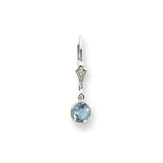 Sterling Silver Blue Topaz Leverback Earrings: Dangle Earrings: Jewelry