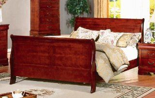 Roundhill Furniture Isola Louis Phillips Wood Sleigh Bed, Queen, Cherry Finish: Home & Kitchen